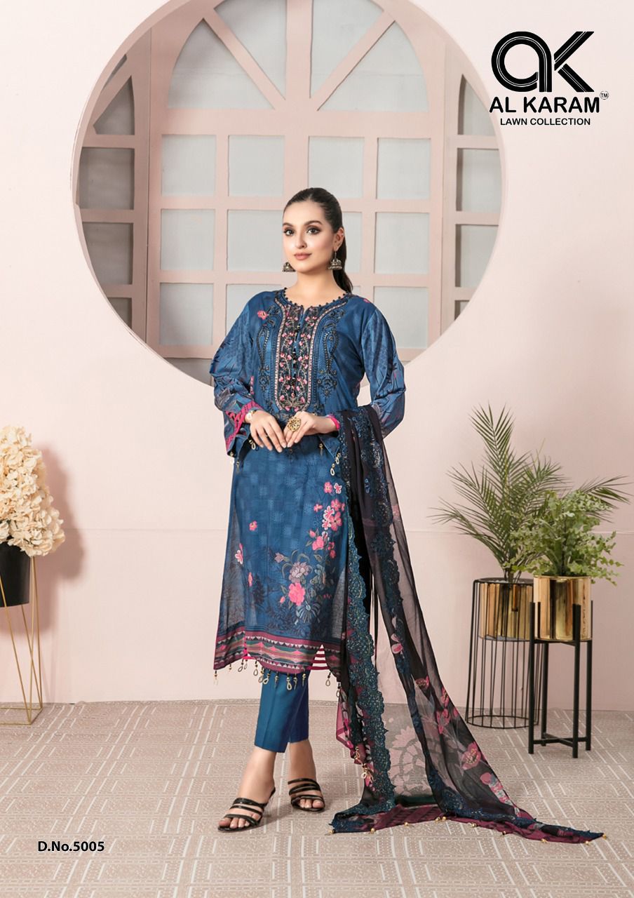 Al Karam Kesariya 5 Fancy Regular Wear Wholesale Dress Material Collection